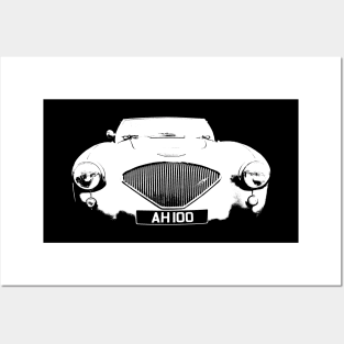 Austin Healey 100 1950s classic British sports car white Posters and Art